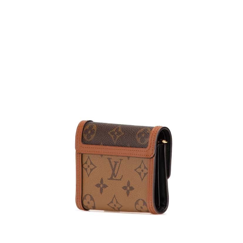 Louis Vuitton Monogram Reverse Dauphine Compact Wallet Brown Canvas Good condition - Back View