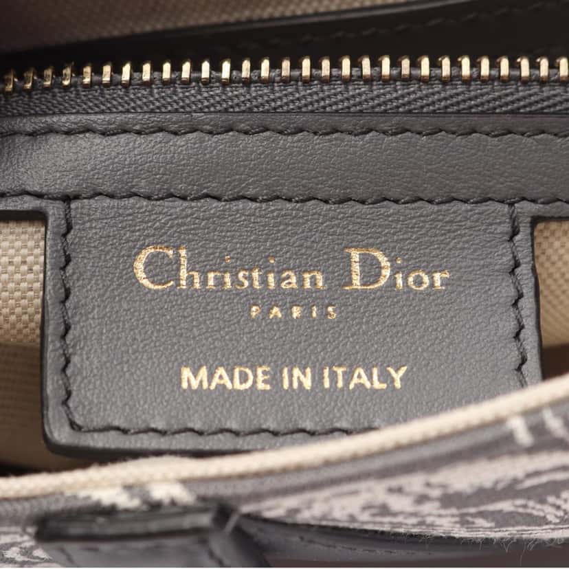 Dior Canvas Embroidered Reverse Toile De Jouy Saddle Bag Grey Canvas Good condition - Model View