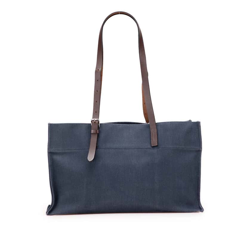 Hermès Toile Etriviere Elan Blue Canvas Good condition - Front View