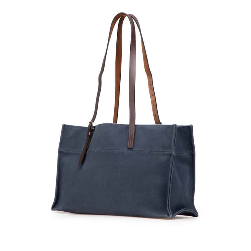 Hermès Toile Etriviere Elan Blue Canvas Good condition - Back View