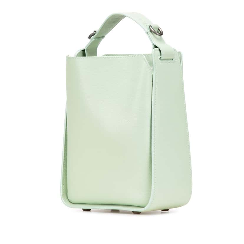 Balenciaga Pebbled Calfskin Tool 2.0 North South XS Tote Green Leather Very good condition - Back View