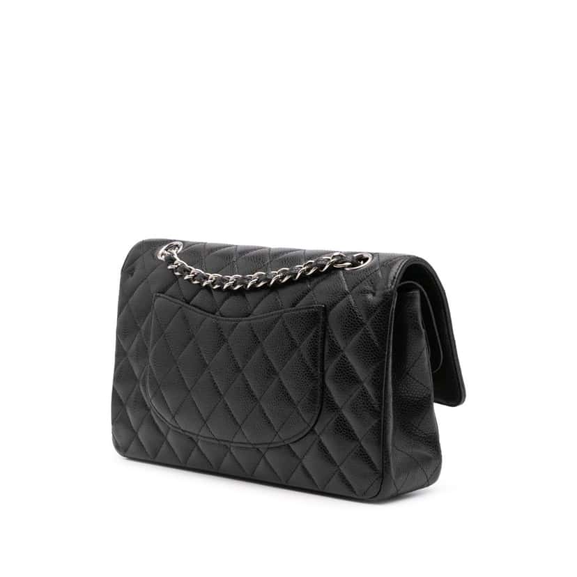 Chanel Medium Classic Caviar Double Flap Black Leather Good condition - Back View