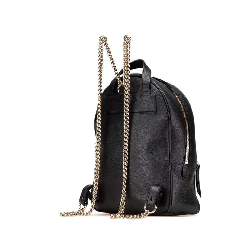 Gucci Pebbled Calfskin Soho Chain Backpack Black Leather Good condition - Back View