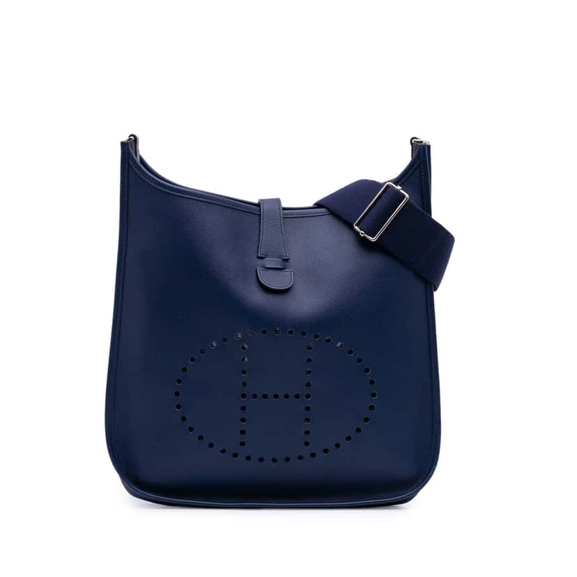 Hermès Epsom Evelyne III 33 Blue Leather Good condition - Front View