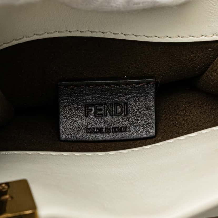 Fendi Mini Zucca Embossed Leather Sunshine Shopper Tote White Leather Good condition - Box View