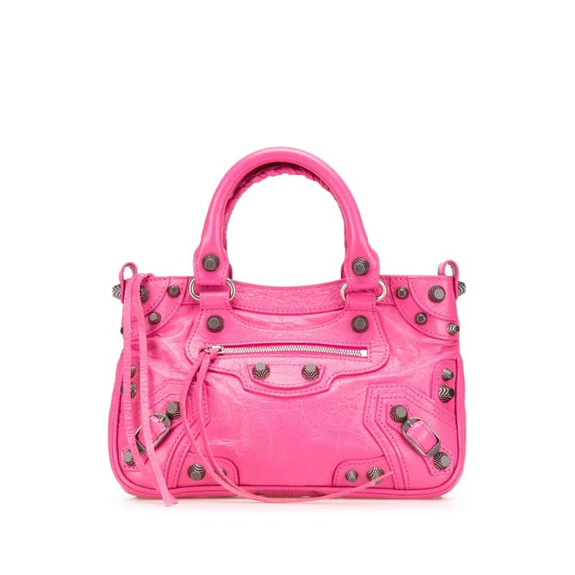 Balenciaga Small Lambskin Motocross Neo Cagole Satchel Pink Leather Good condition - Front View