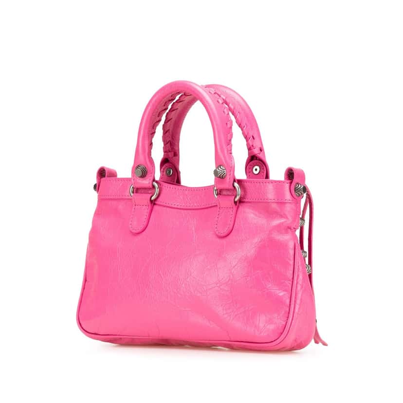 Balenciaga Small Lambskin Motocross Neo Cagole Satchel Pink Leather Good condition - Back View