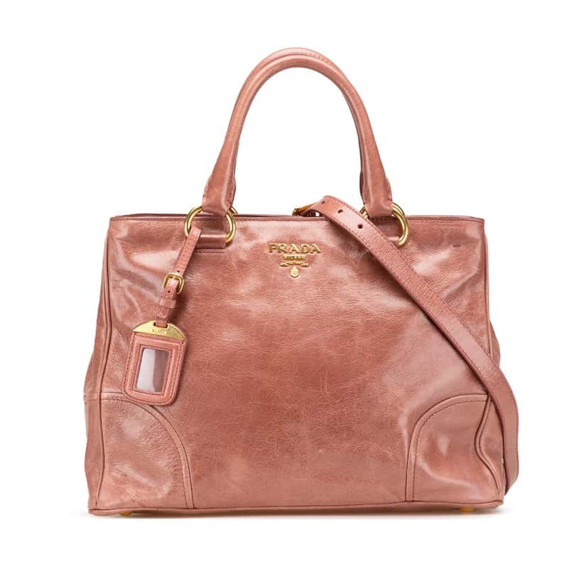 Prada Vitello Shine Satchel Pink Leather Good condition - Front View
