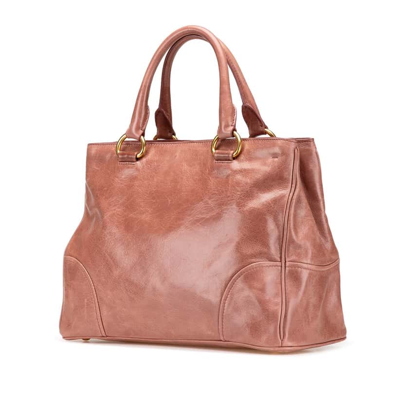 Prada Vitello Shine Satchel Pink Leather Good condition - Back View