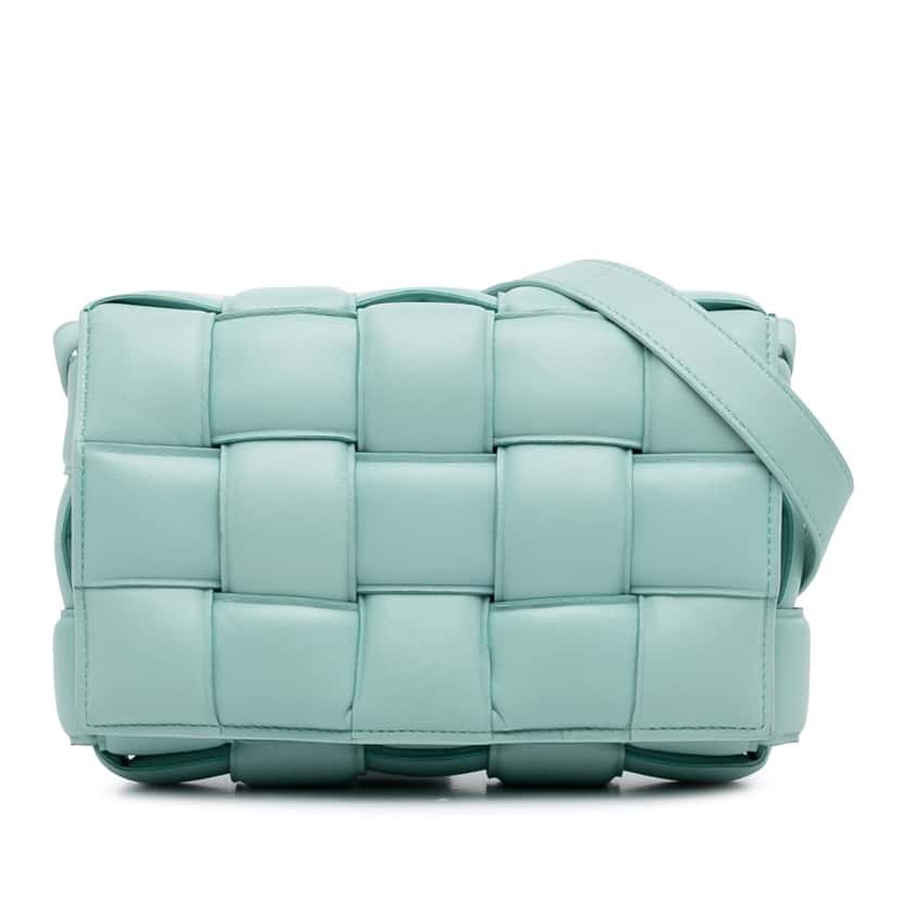Bottega Veneta Nappa Intrecciato Padded Cassette Crossbody Blue Leather Very good condition - Front View