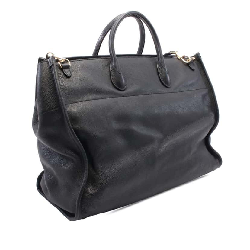 Gucci Large Leather Logo Convertible Satchel Black Leather Good condition - Back View