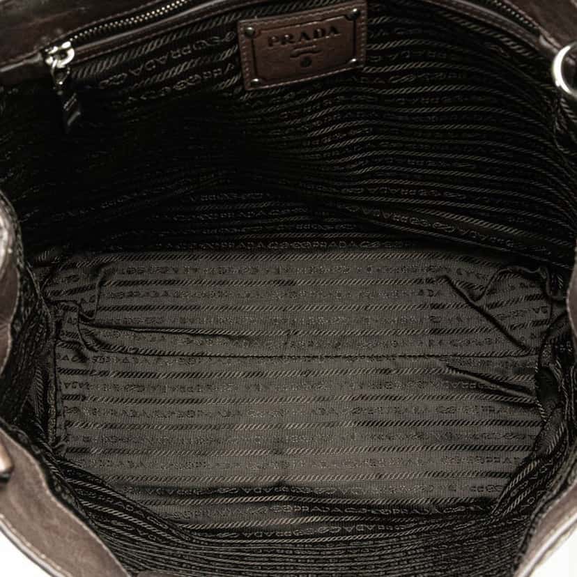 Prada Vitello Shine Satchel Brown Leather Good condition - Model View