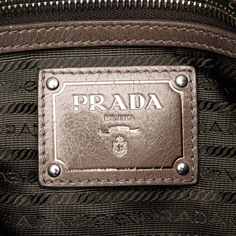 Prada Vitello Shine Satchel Brown Leather Good condition - Box View