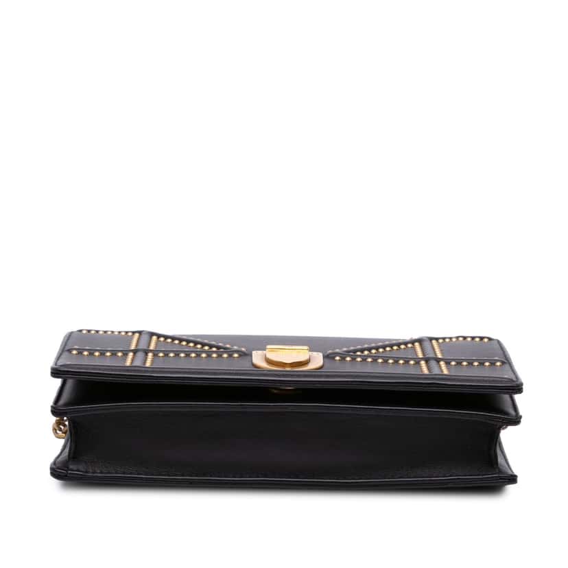 Dior Calfskin Studded Diorama Wallet on Chain Black Leather Good condition - Inside View