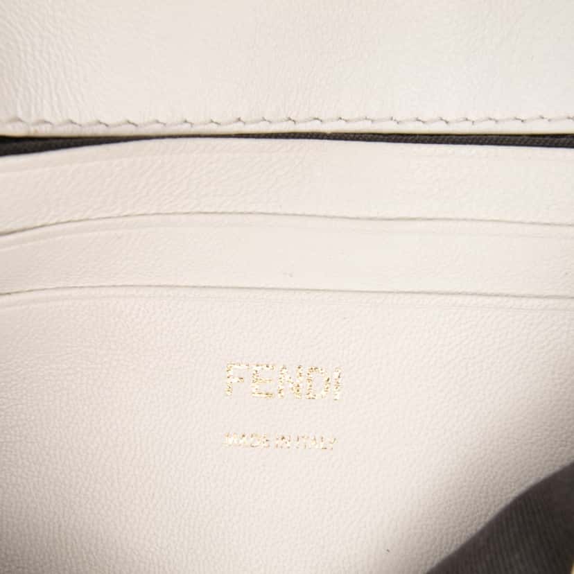 Fendi Mini Zucca Embossed Leather Baguette Satchel White Leather Very good condition - Box View