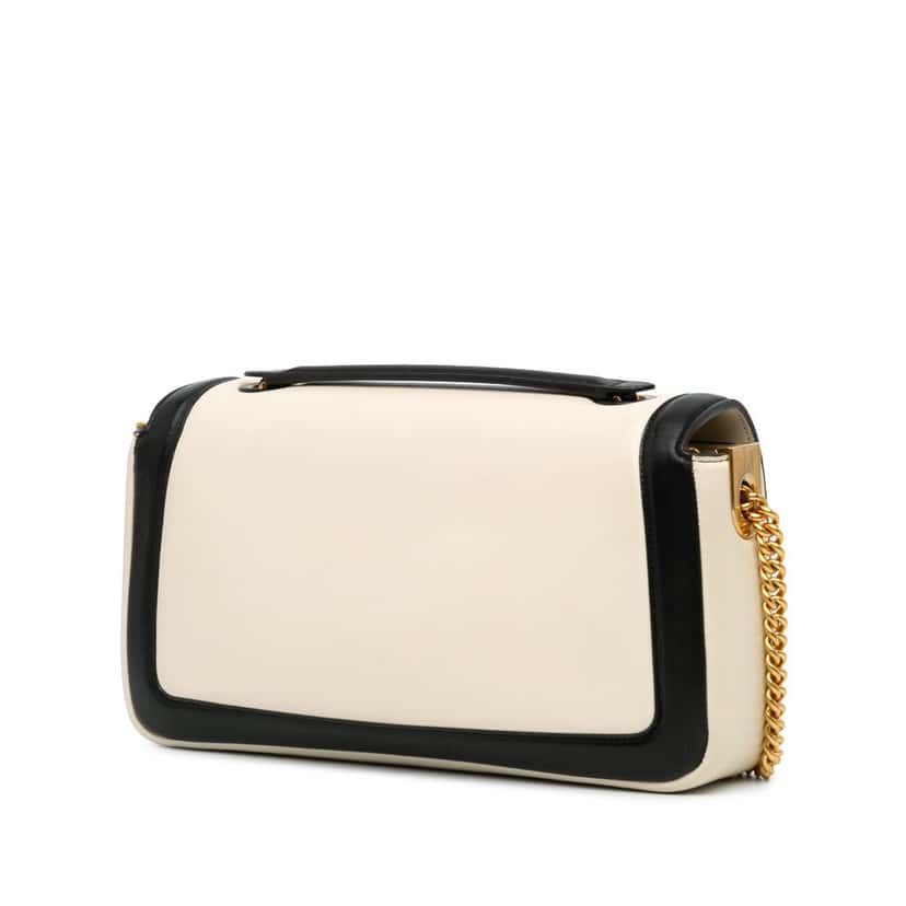 Fendi Bicolor Leather Chain Midi Baguette White Leather Good condition - Back View