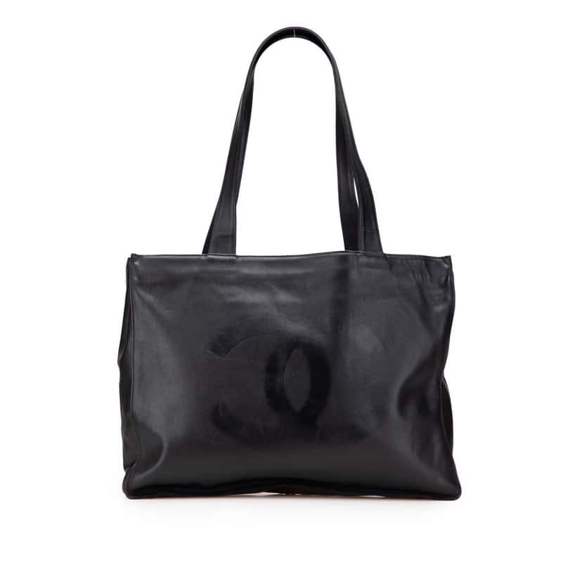 Chanel CC Lambskin Tote Black Leather Very good condition - Front View