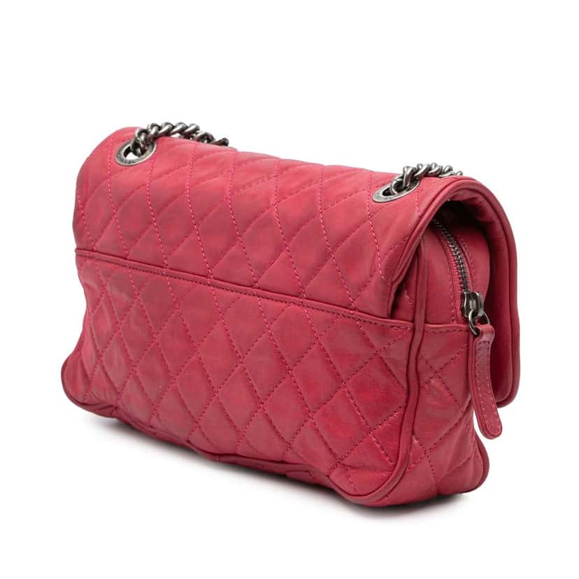 Chanel Small Quilted Iridescent Calfskin Shiva Flap Pink Leather Good condition - Back View