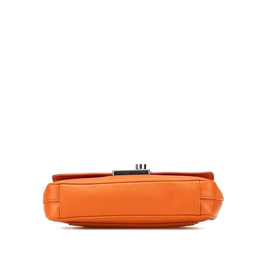 Prada Saffiano Sound Lock Crossbody Orange Leather Good condition - Inside View