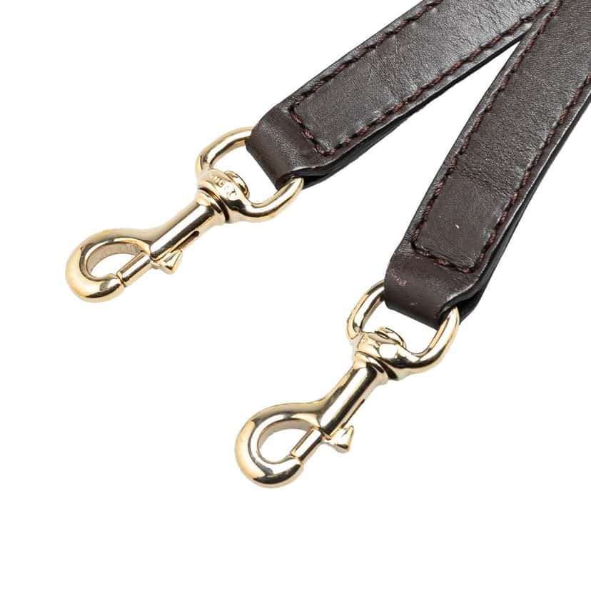 Gucci Leather Flat Shoulder Strap Brown Leather Good condition - Box View