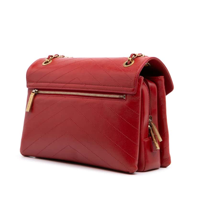 Chanel Chevron Lambskin Coco Envelope Flap Red Leather Good condition - Back View