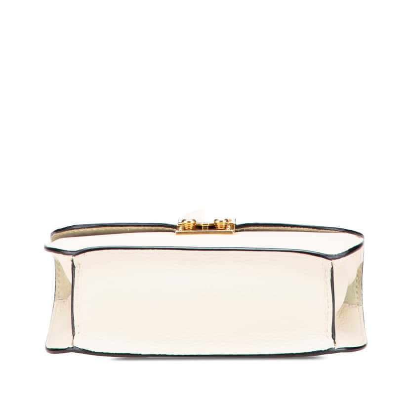 Valentino Small Leather Rockstud Glam Lock Crossbody White Leather Good condition - Inside View