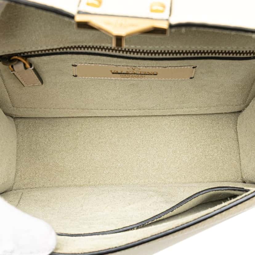 Valentino Small Leather Rockstud Glam Lock Crossbody White Leather Good condition - Model View