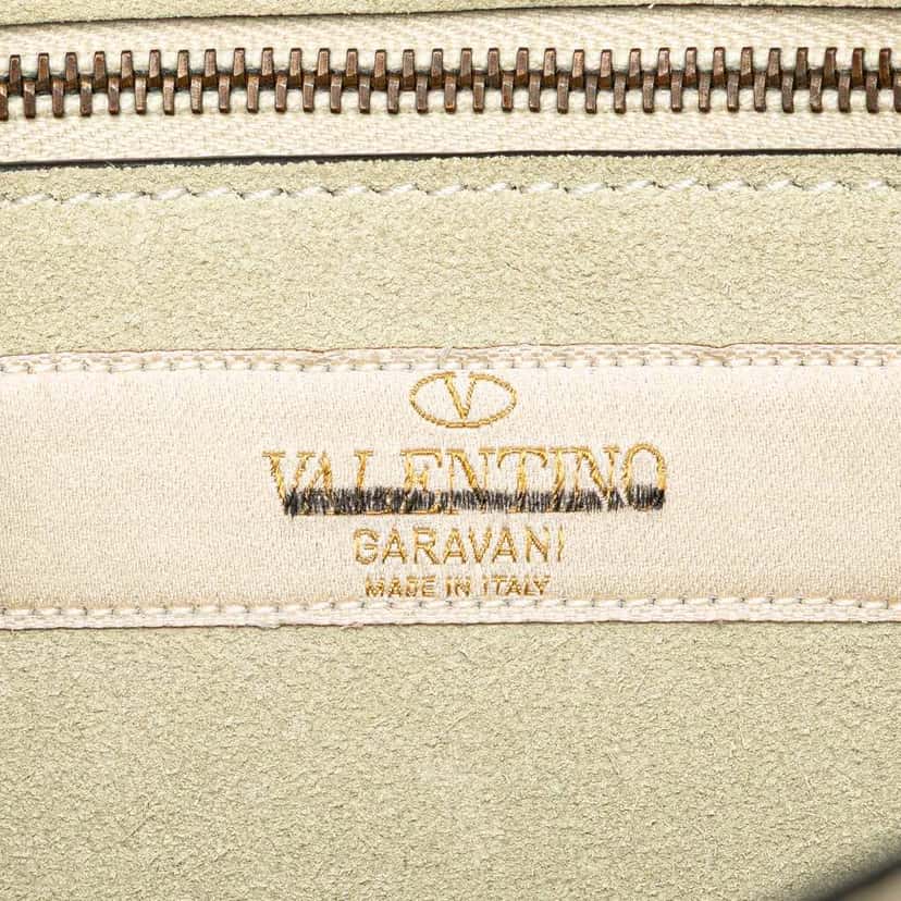 Valentino Small Leather Rockstud Glam Lock Crossbody White Leather Good condition - Box View