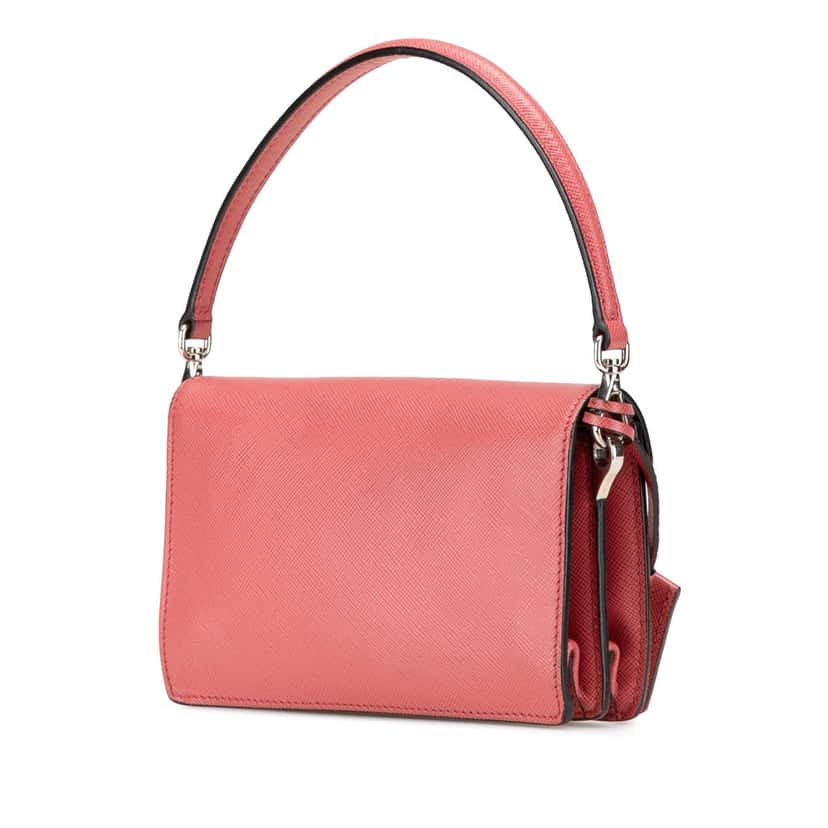 Prada Mini Saffiano Lux Sound Satchel Pink Leather Good condition - Back View