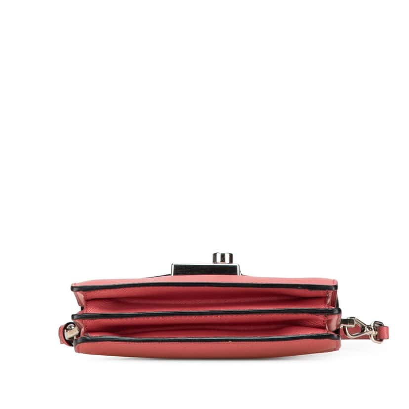 Prada Mini Saffiano Lux Sound Satchel Pink Leather Good condition - Inside View