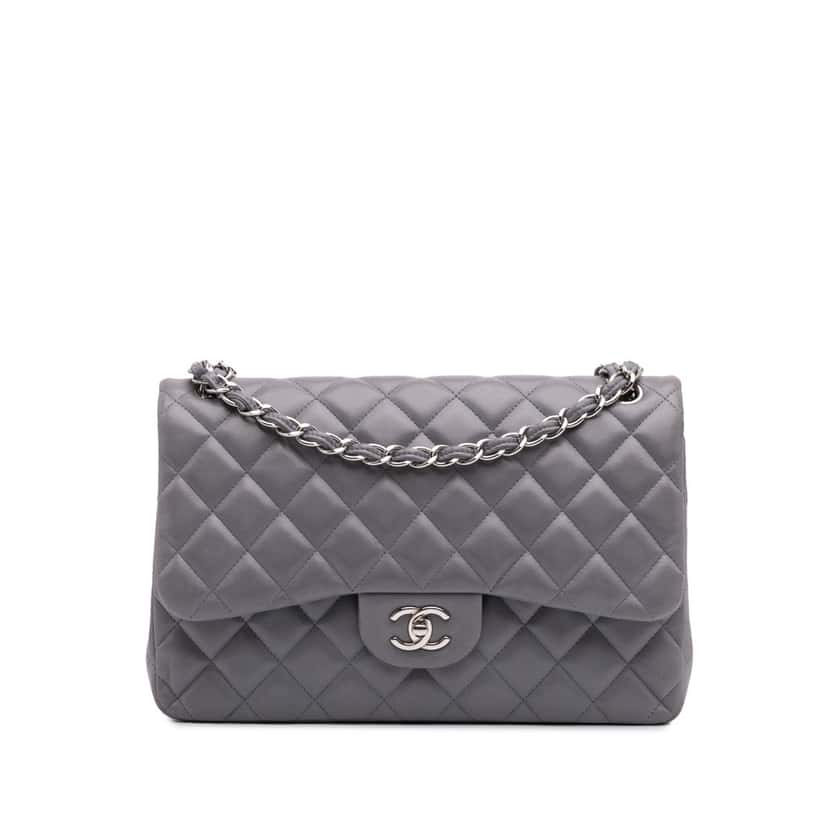 Chanel Jumbo Classic Lambskin Double Flap Purple Leather Good condition - Front View