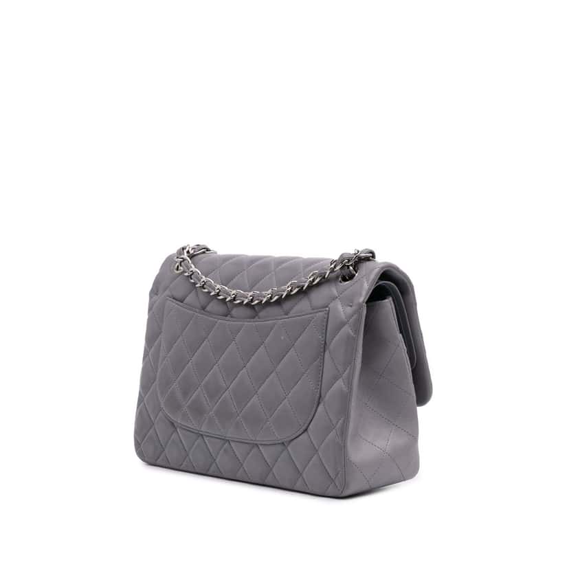 Chanel Jumbo Classic Lambskin Double Flap Purple Leather Good condition - Back View