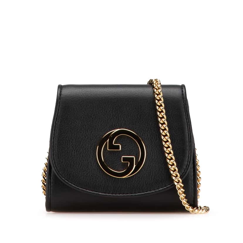 Gucci Medium Calfskin Blondie Wallet on Chain Black Leather Good condition - Front View