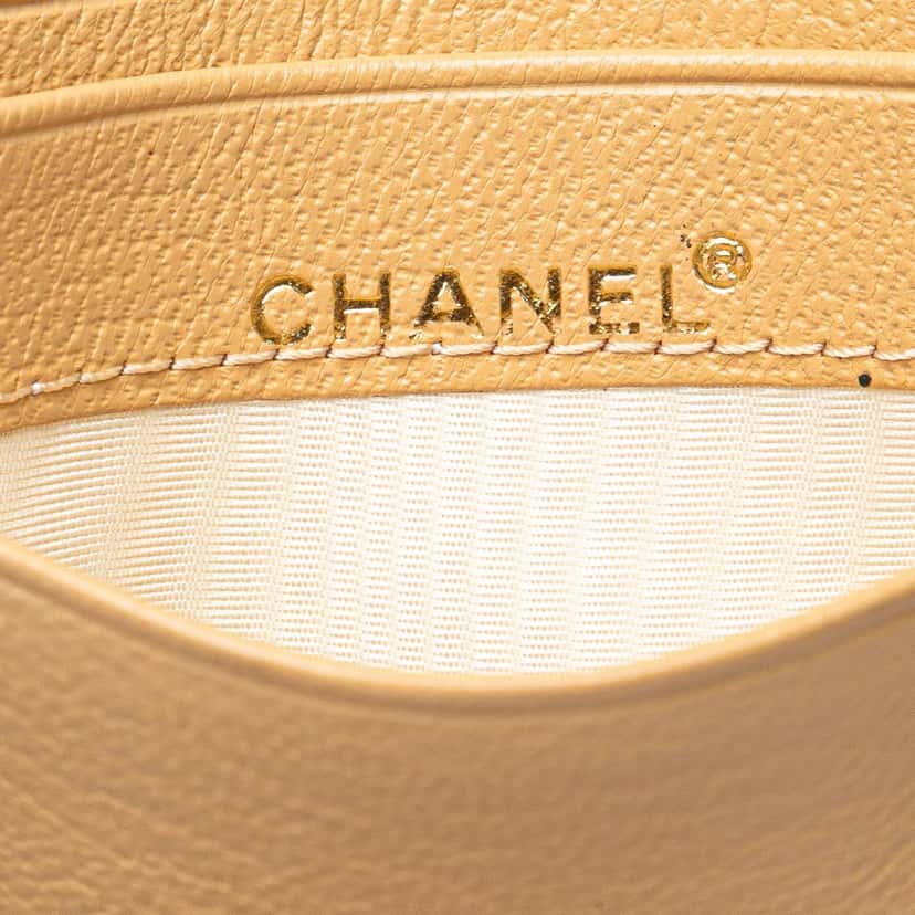 Chanel CC Calfskin Card Holder Yellow Leather Good condition - Box View