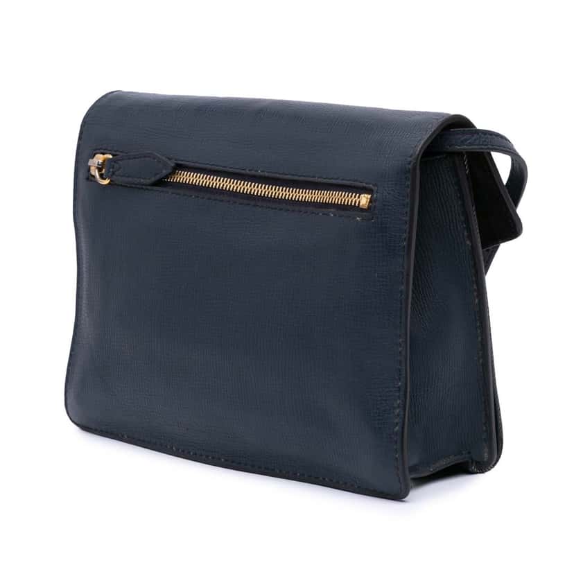 Burberry House Check Canvas and Leather Derby Macken Crossbody Blue Leather Good condition - Back View
