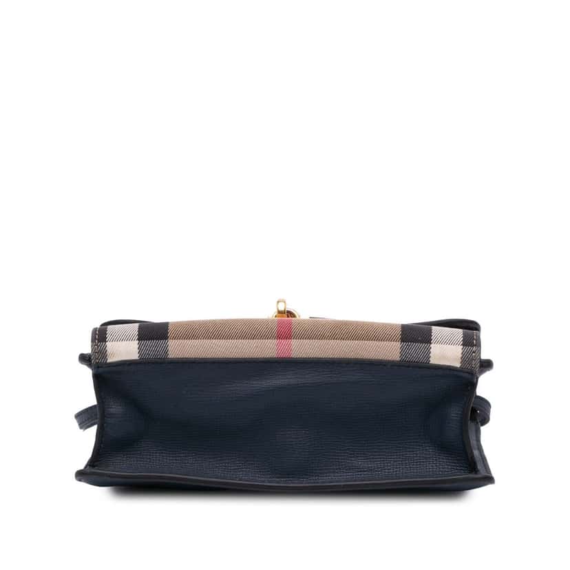 Burberry House Check Canvas and Leather Derby Macken Crossbody Blue Leather Good condition - Inside View