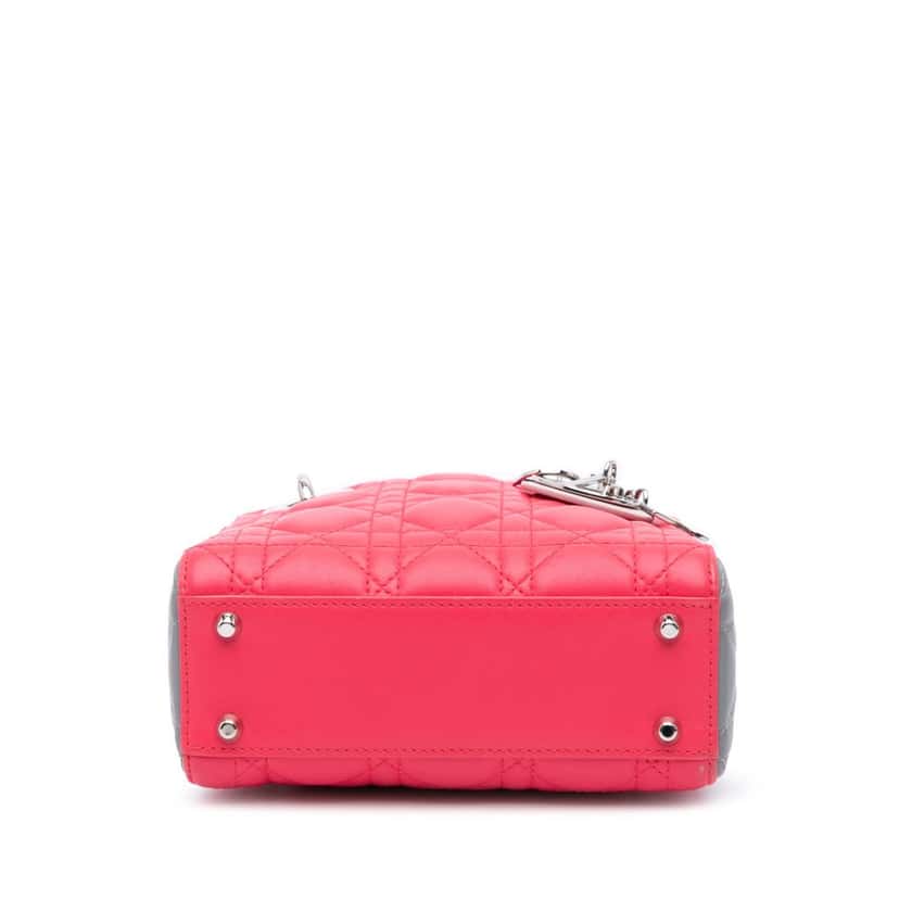 Dior Mini Tricolor Lambskin Cannage Lady Dior Pink Leather Good condition - Inside View