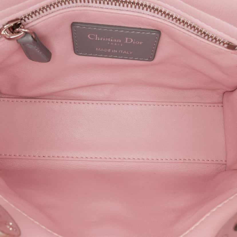 Dior Mini Tricolor Lambskin Cannage Lady Dior Pink Leather Good condition - Model View