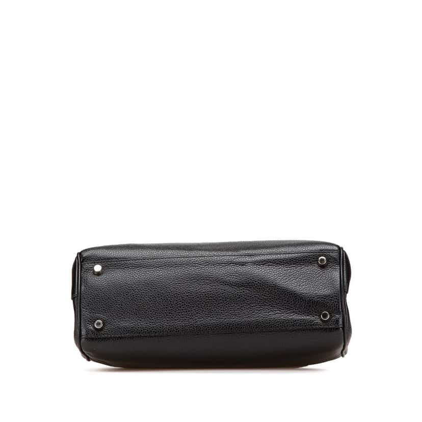 Gucci Small Grained Calfskin Zumi Top Handle Bag Black Leather Good condition - Inside View
