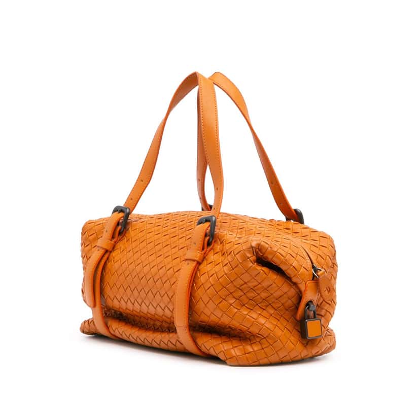 Bottega Veneta Nappa Intrecciato Montaigne Shoulder Bag Orange Leather Good condition - Back View