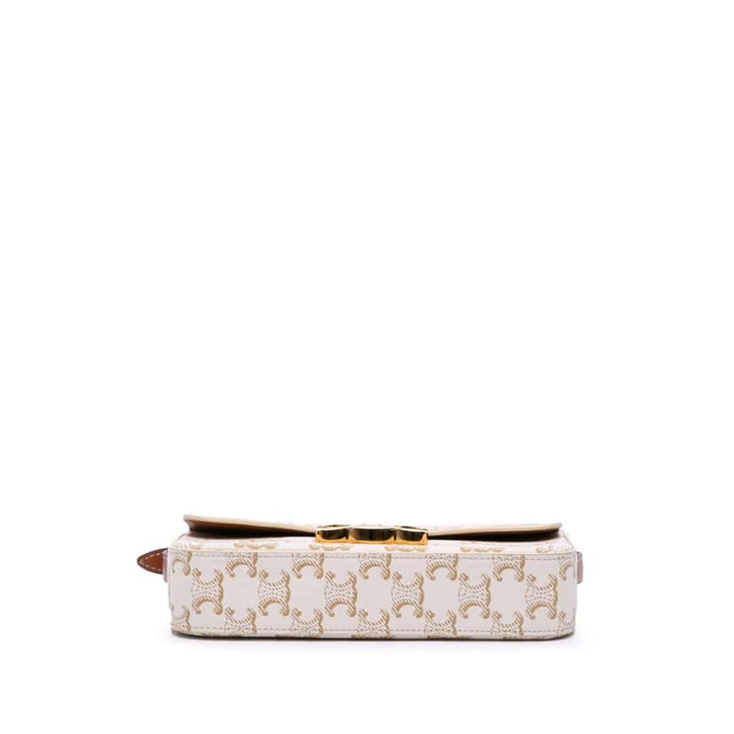 Celine Triomphe Coated Canvas Claude Shoulder Bag White Canvas Good condition - Inside View