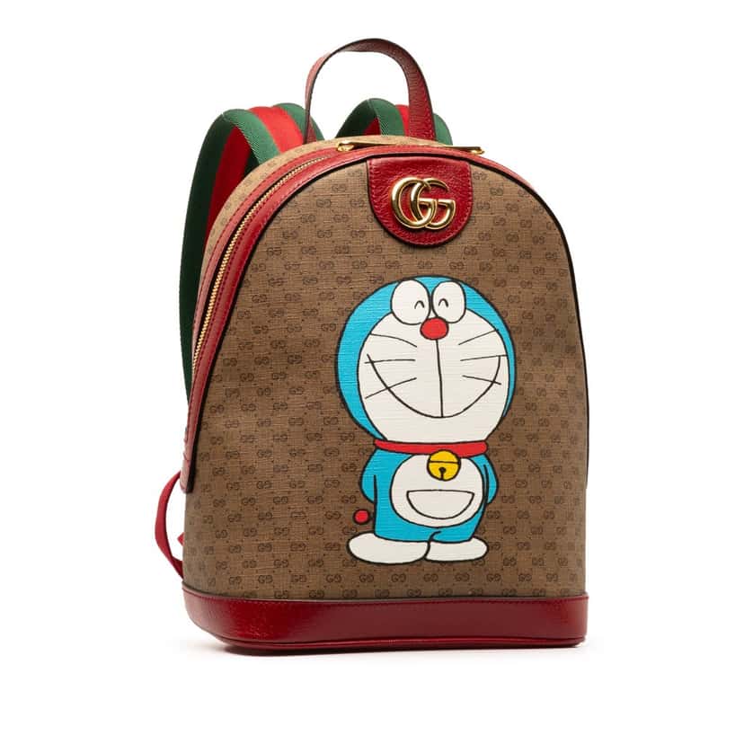 Gucci Micro GG Supreme Doraemon Backpack Brown Canvas Good condition - Back View