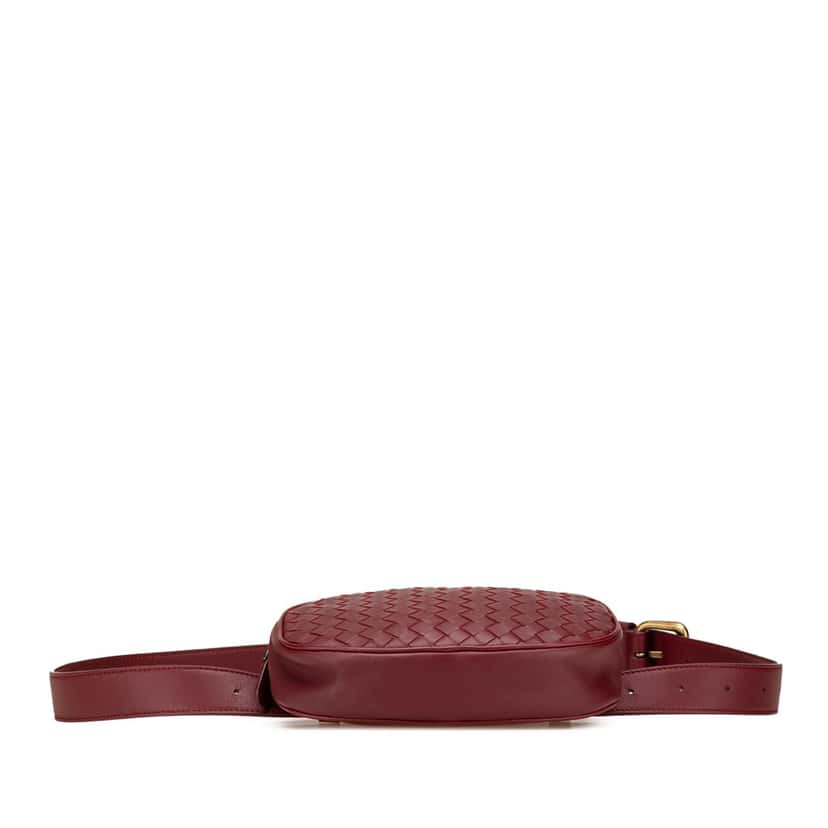 Bottega Veneta Nappa Intrecciato Belt Bag Red Leather Good condition - Inside View