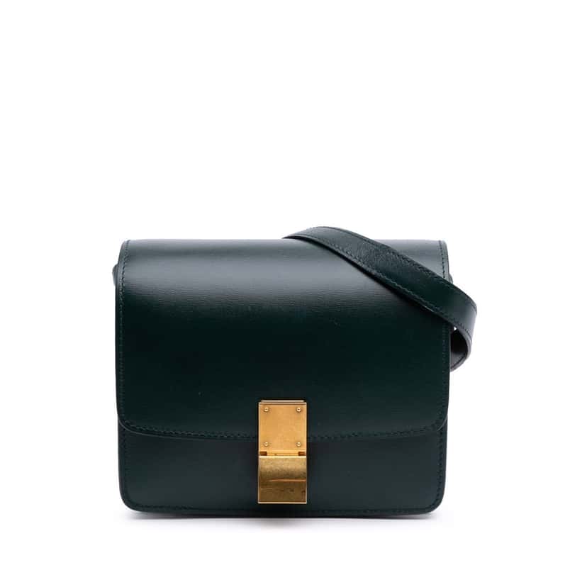 Celine Small Calfskin Classic Box Green Leather Very good condition - Front View