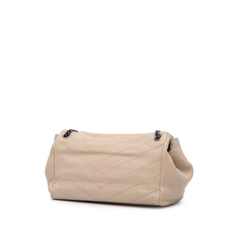 Saint Laurent Small Chevron Lambskin Monogram Nolita Shoulder Bag Brown Leather Good condition - Back View