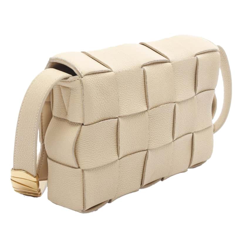 Bottega Veneta Grained Calfskin Intrecciato Cassette Crossbody Brown Leather Good condition - Back View