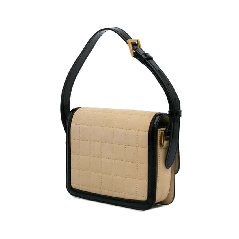 Saint Laurent Small Quilted Suede Solferino Satchel In Box Brown Leather Good condition - Back View