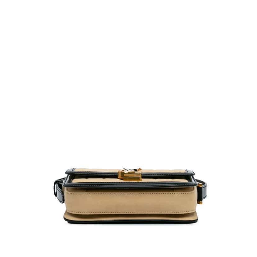 Saint Laurent Small Quilted Suede Solferino Satchel In Box Brown Leather Good condition - Inside View