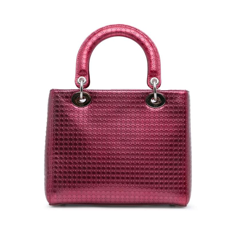 Dior Medium Metallic Patent Microcannage Lady Dior Pink Leather Good condition - Inside View
