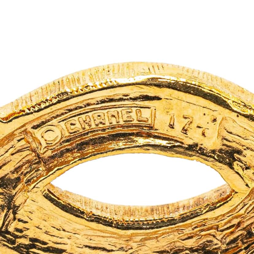 Chanel Gold Plated CC Rhinestones Turn Lock Brooch Gold Metal Good condition - Inside View